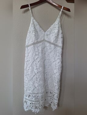 ASTR the Label Floral Lace Overlay White Dress Wedding/Brides Womens Size L